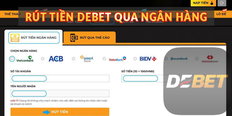 Rút tiền Debet qua ngân hàng